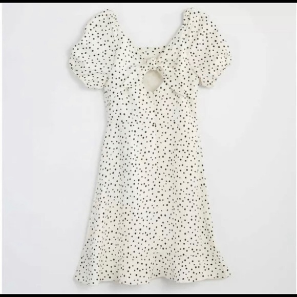 NWT Loft White/Black Dotted Flared Dress size 14 - Picture 4 of 16